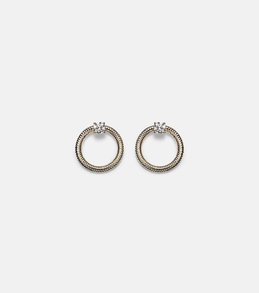 stone and strand prince 14kt gold earrings with diamonds
