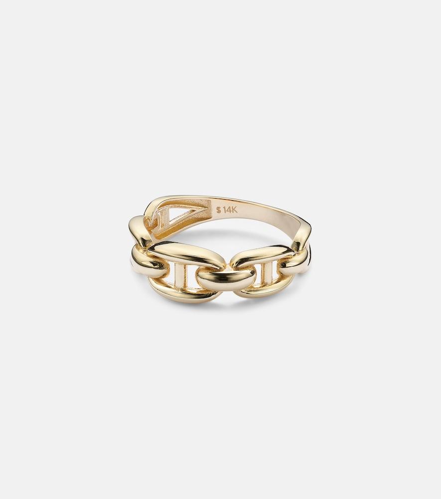 stone and strand puffed maritime 14kt gold ring