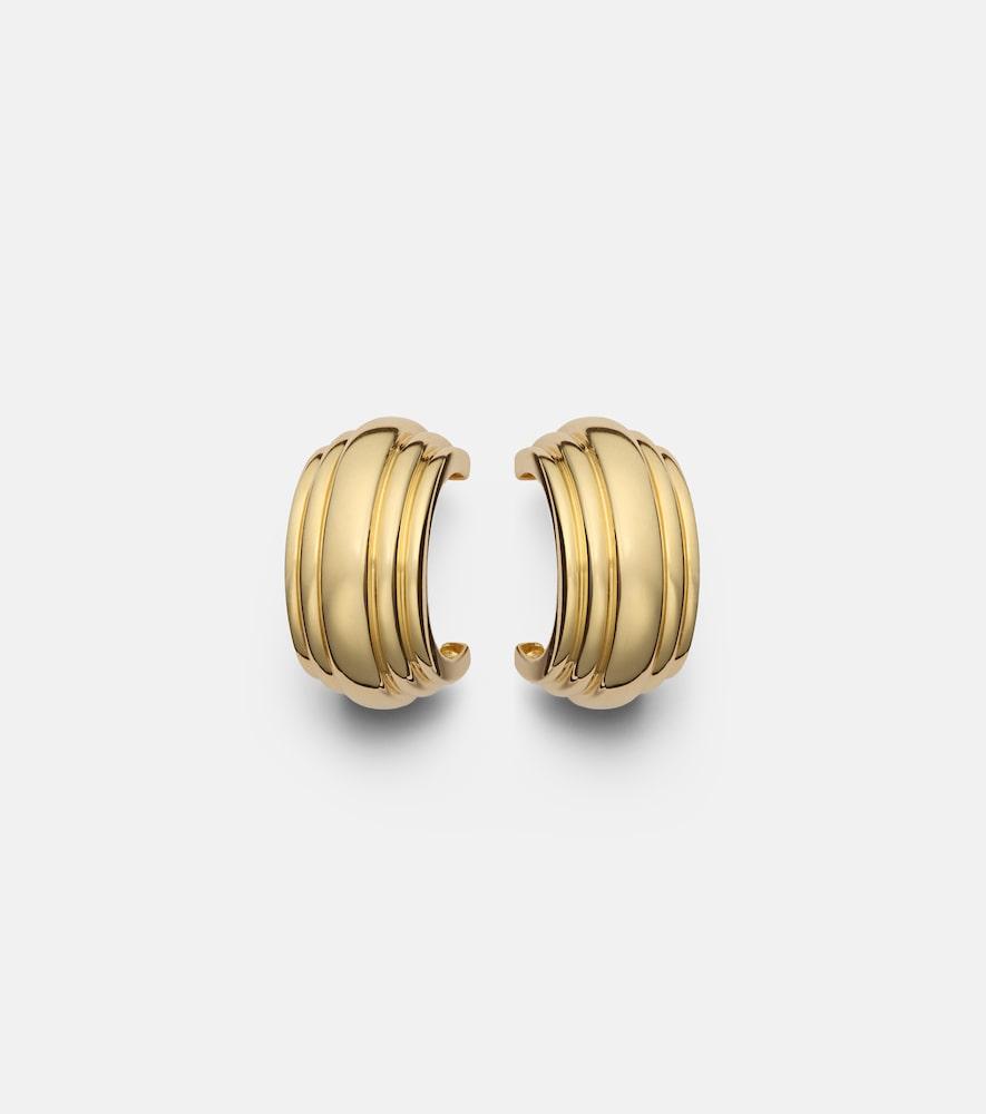 stone and strand serge 10kt gold hoop earrings