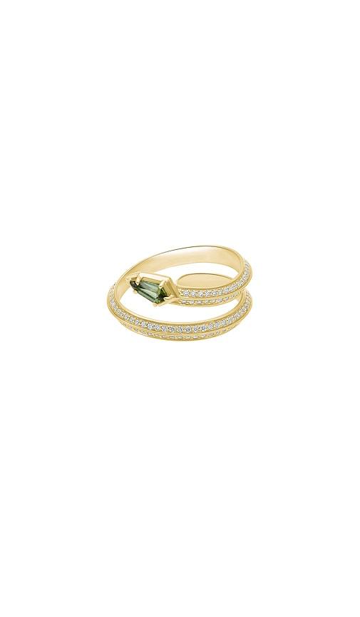 stone and strand shield serpent ring in metallic gold. - size 7 (also in 8)