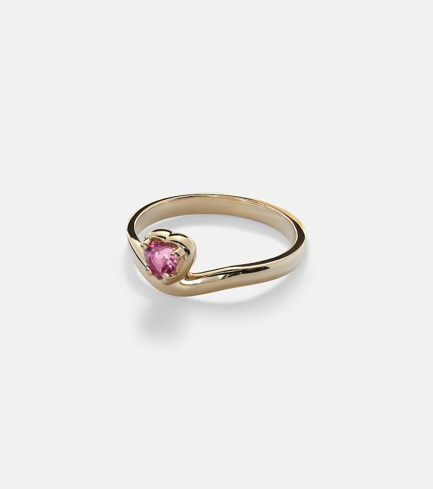 stone and strand sweetheart bonbon merge 10kt gold ring with tourmaline
