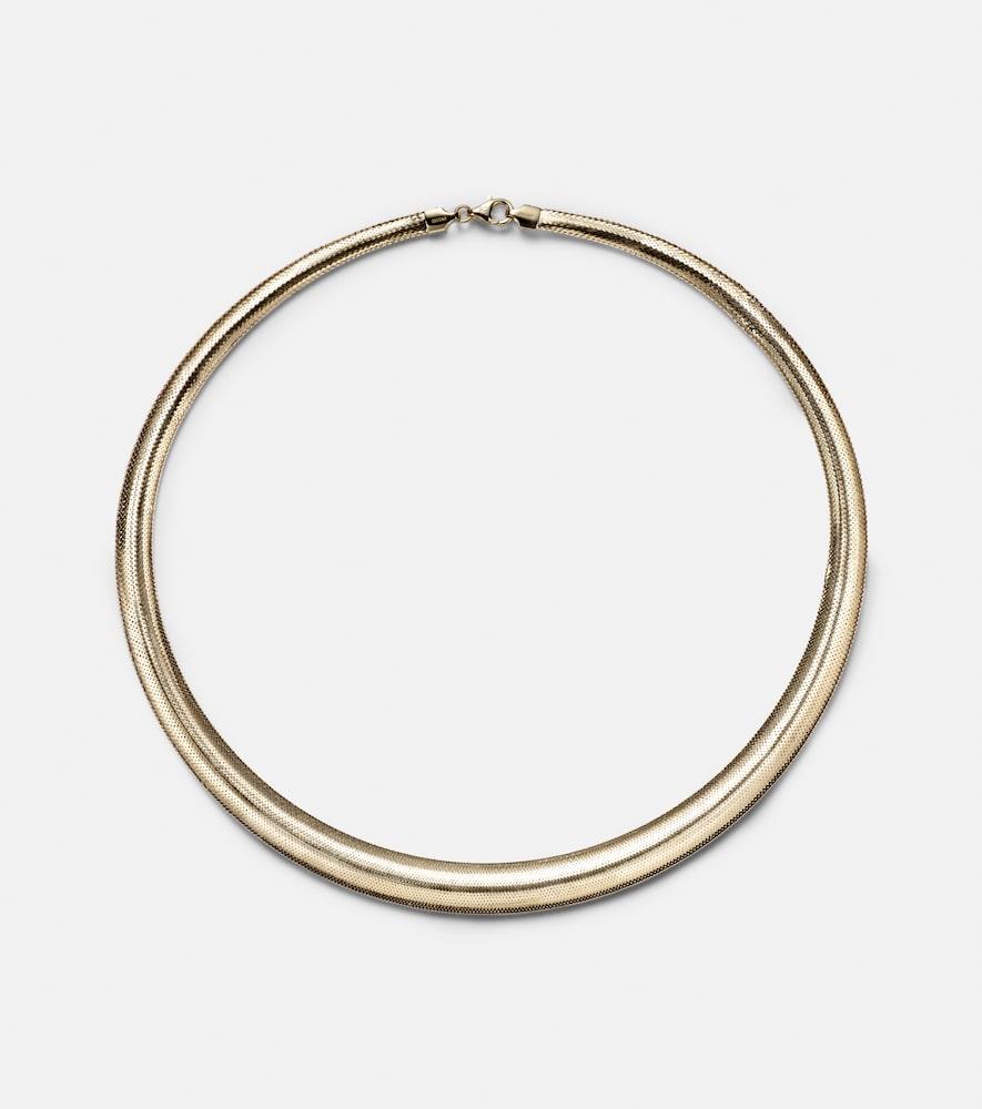 stone and strand woven in gold 10kt gold necklace