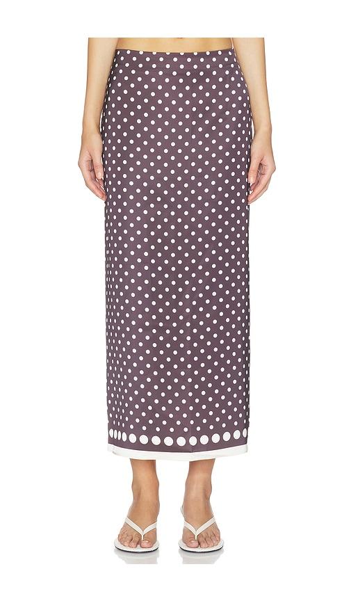 stone cold fox x revolve porsha midi skirt in brown. - size l (also in m, s, xl, xs, xxs)