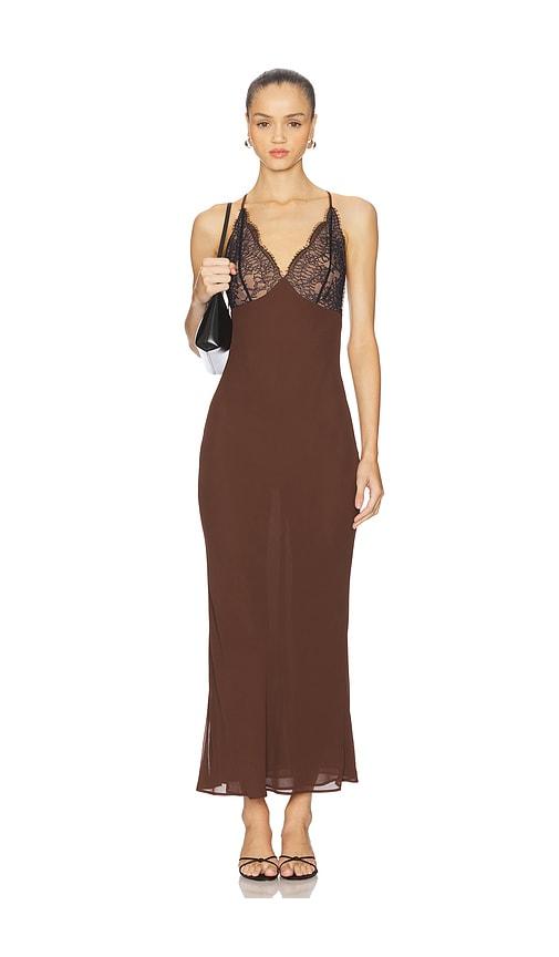 stone cold fox x revolve remi slip dress in brown. - size m (also in xs, s, xl)