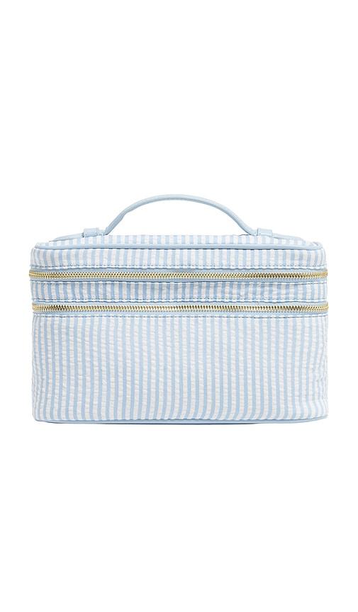 stoney clover lane double zip vanity in blue seersucker.