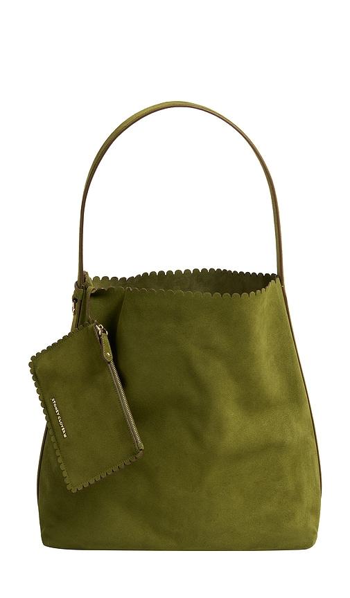 stoney clover lane leather pittsford slouchy shoulder bag in olive.