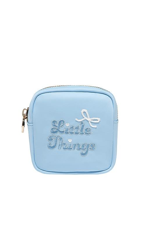stoney clover lane little things embroidered mini pouch in periwinkle.