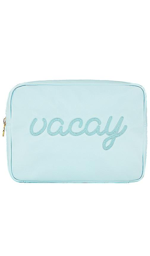 stoney clover lane sky vacay embroidered large pouch in sky.
