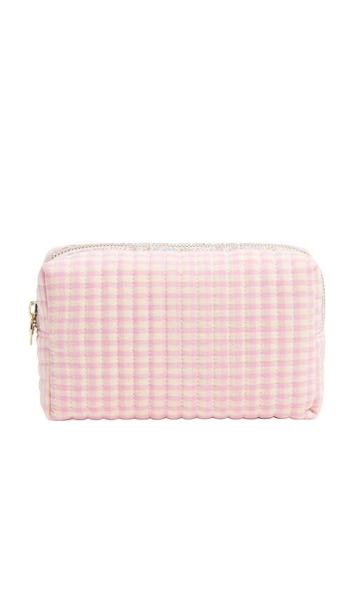 stoney clover lane small t-seam pouch in rose gingham.