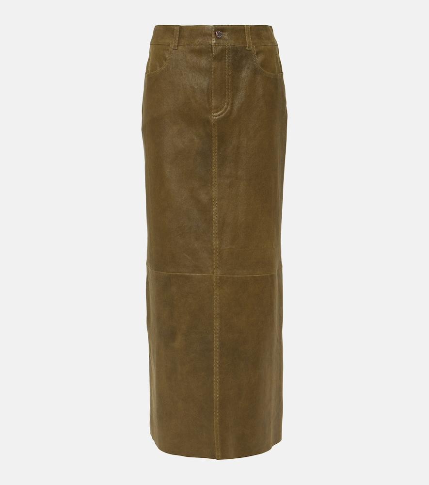 stouls beth leather midi skirt