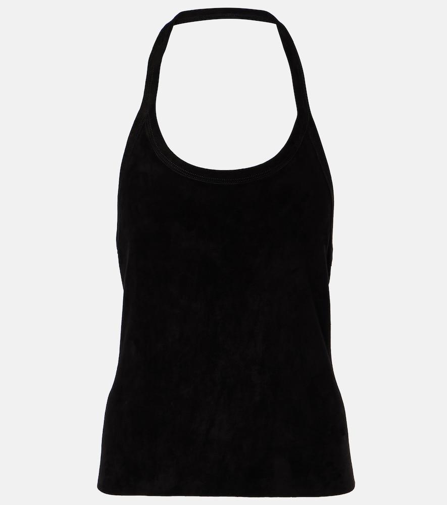 stouls cherry halterneck suede top