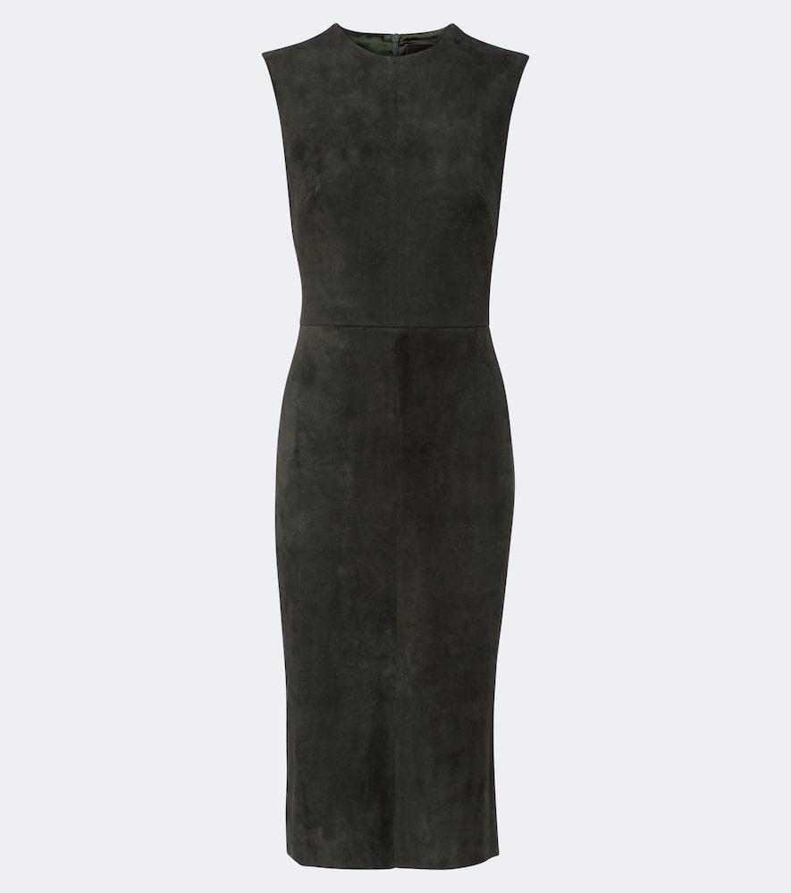 stouls evita suede midi dress