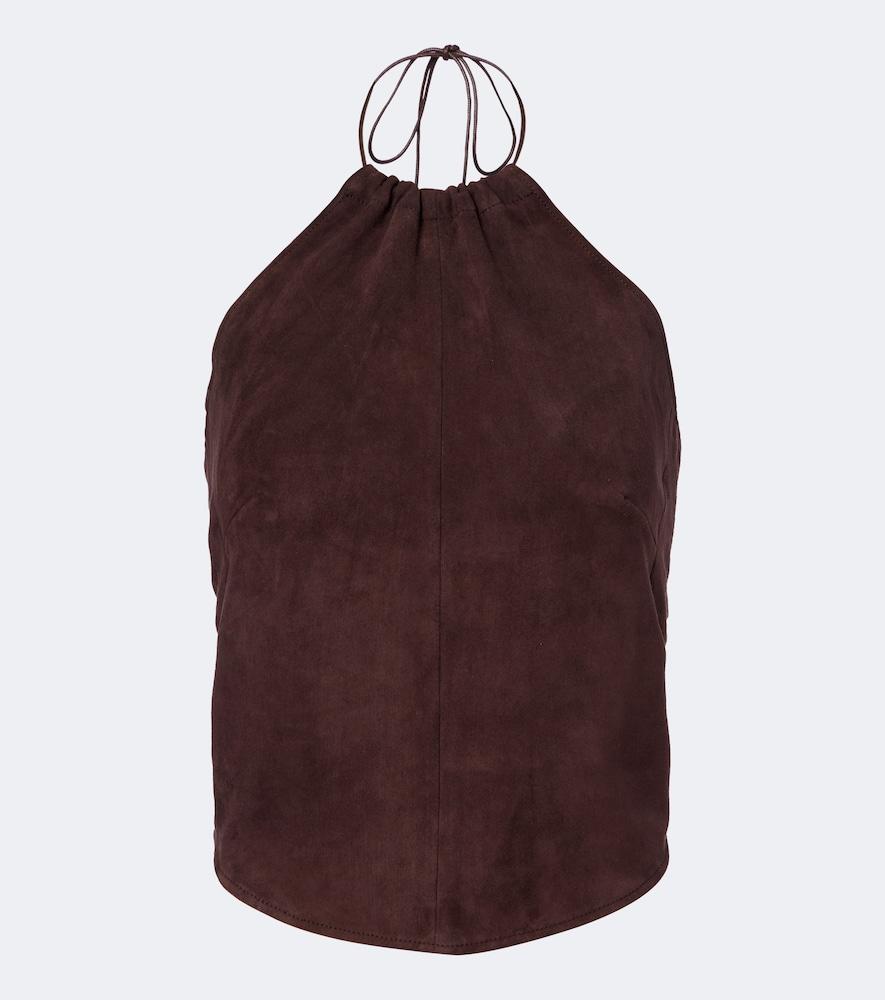 stouls rosie halterneck suede top