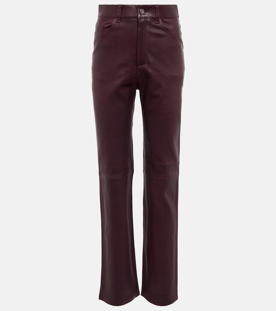 stouls terry high-rise straight leather pants