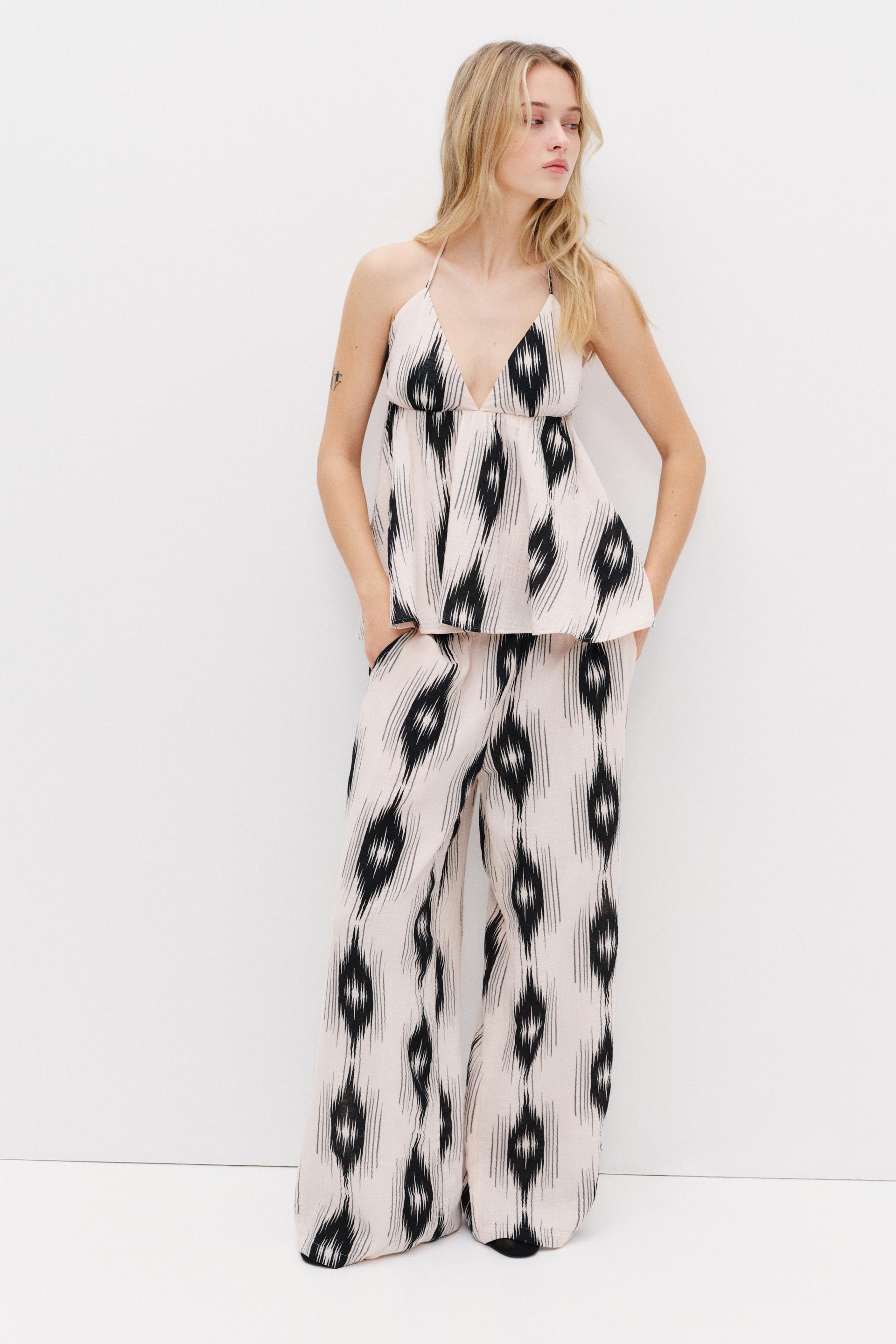 straight-leg muslin pants