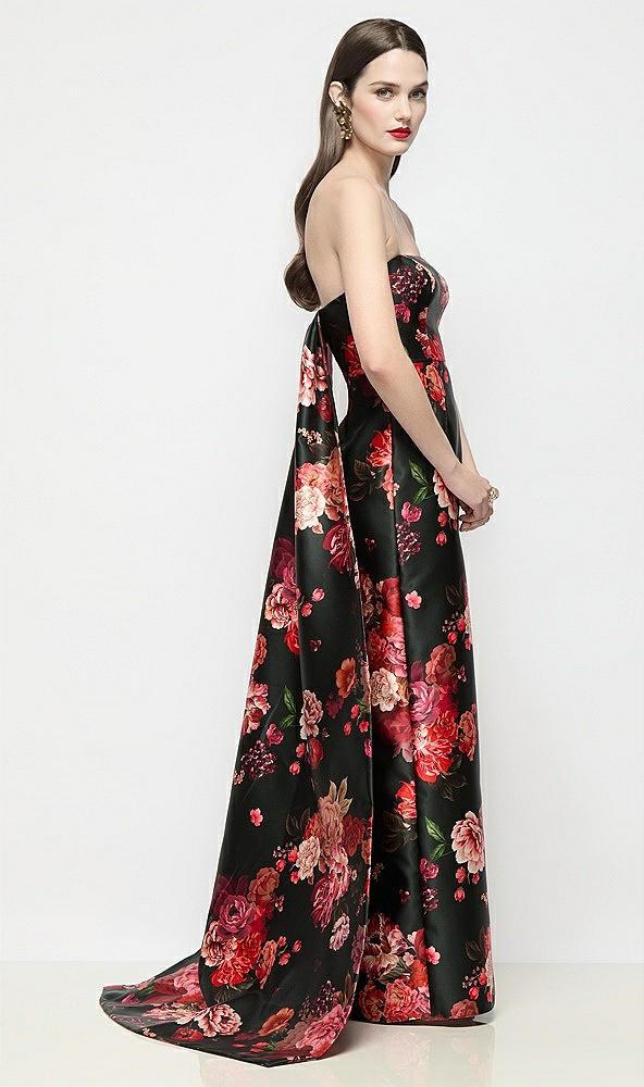 strapless fleur de ville satin column dress with removable watteau train