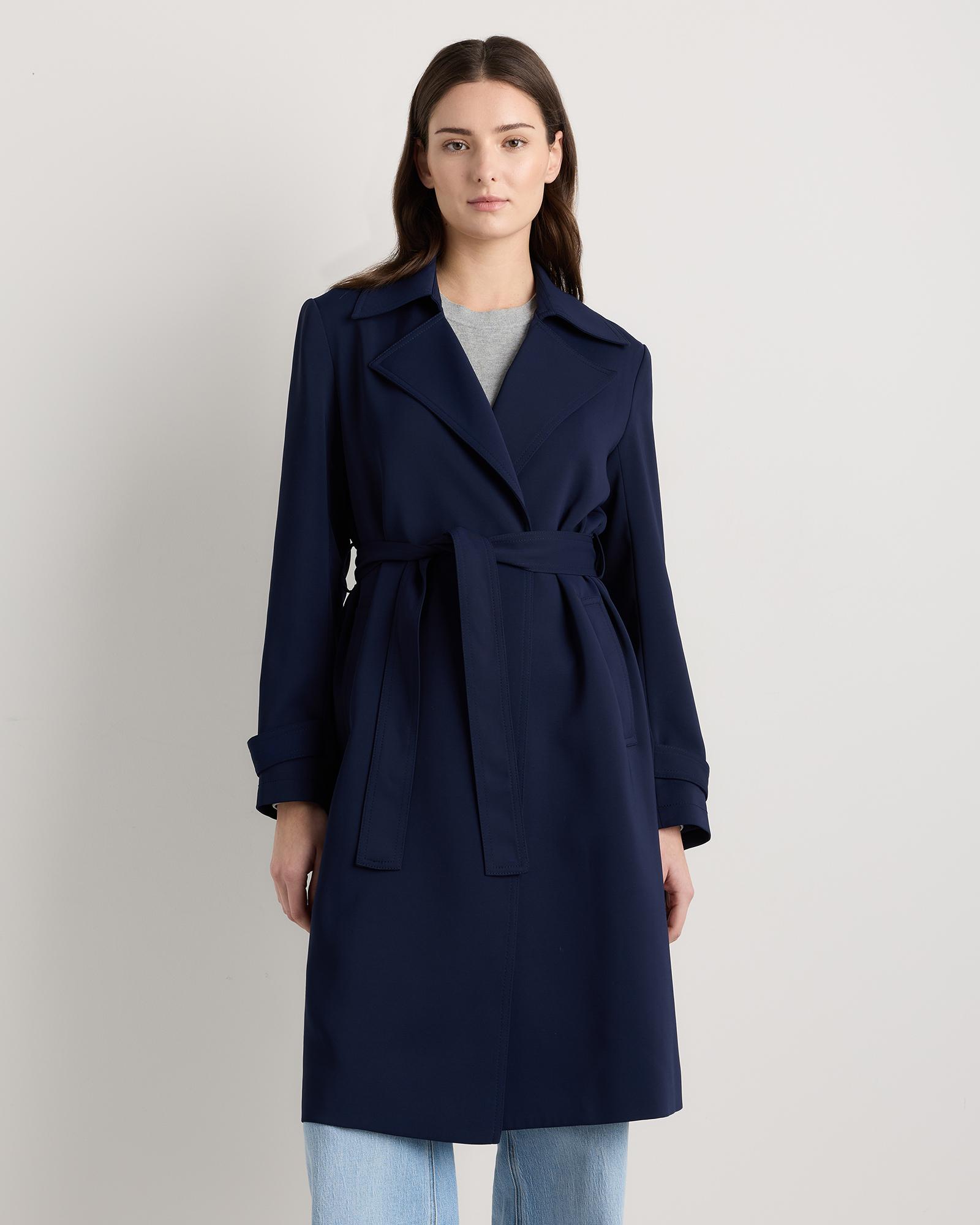 stretch crepe trench coat