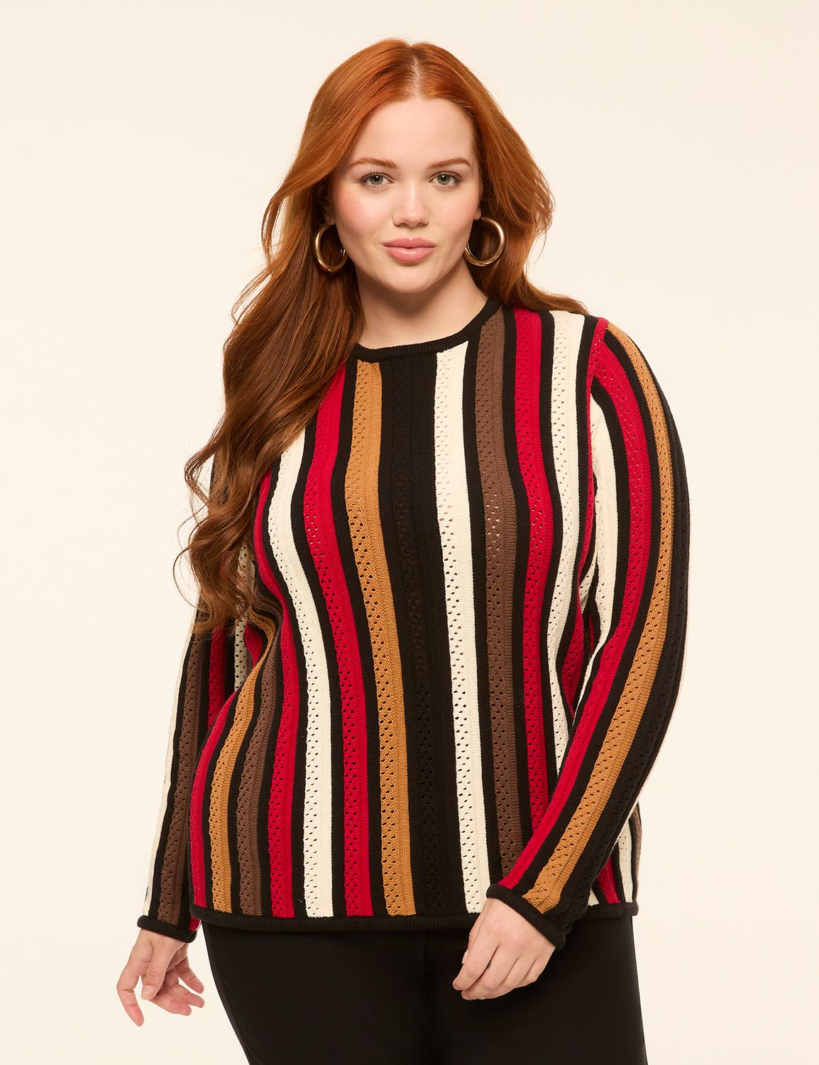 striped crew-neck pullover sweater