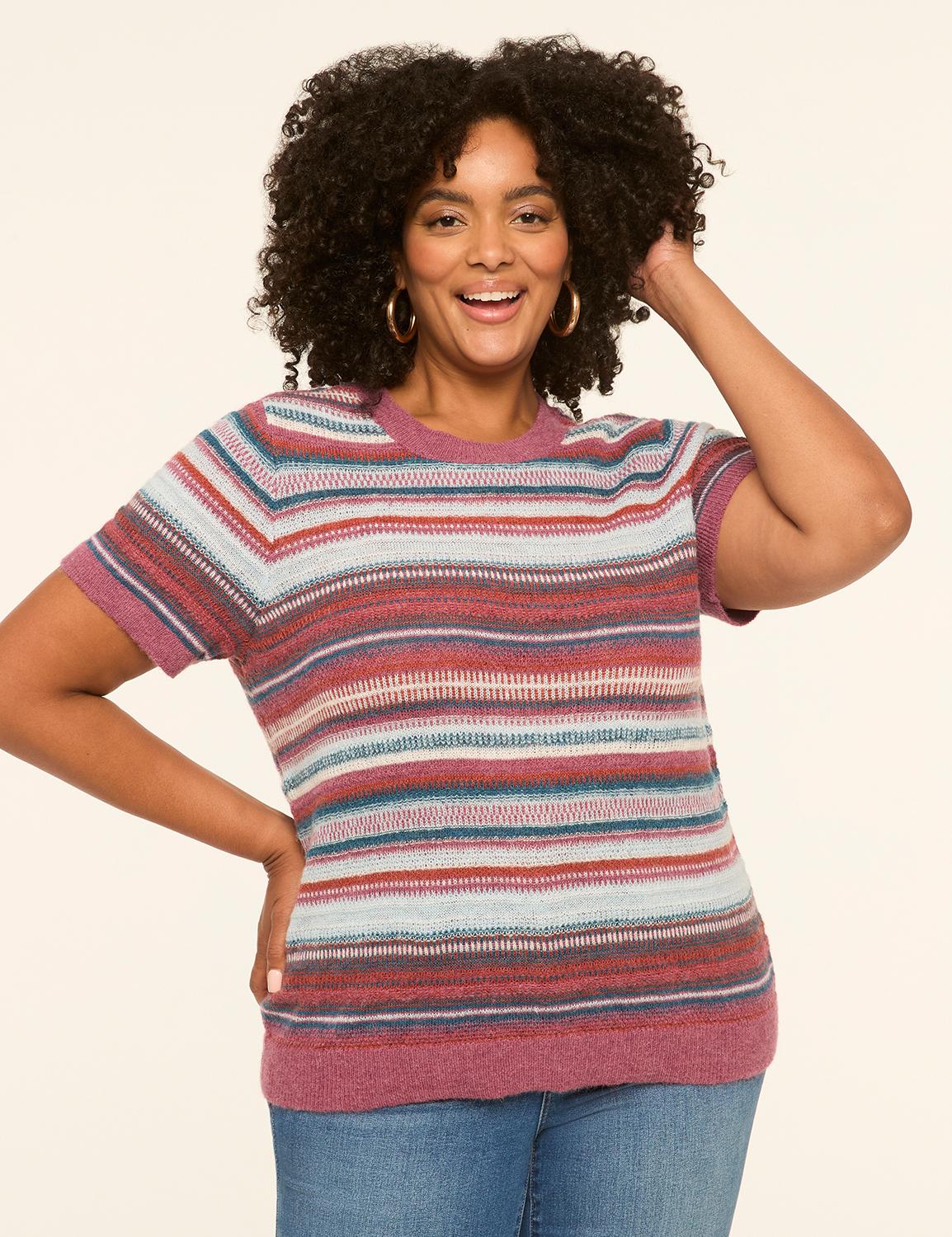 striped short-sleeve sweater tee