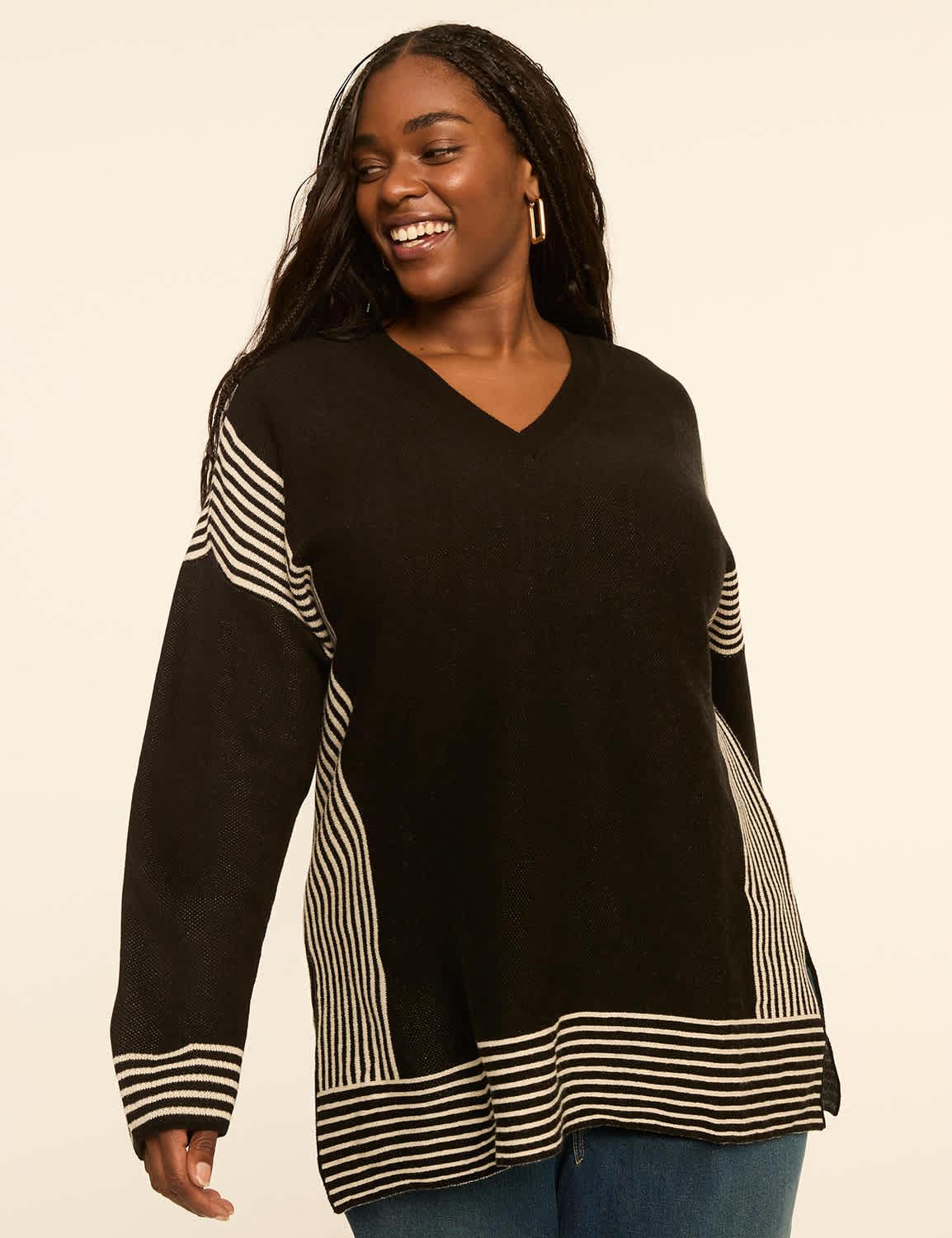 striped tunic sweater