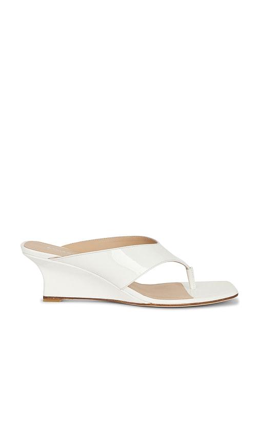 stuart weitzman vinnie wedge thong sandal 50 in white. - size 10 (also in 6, 7.5, 5.5)