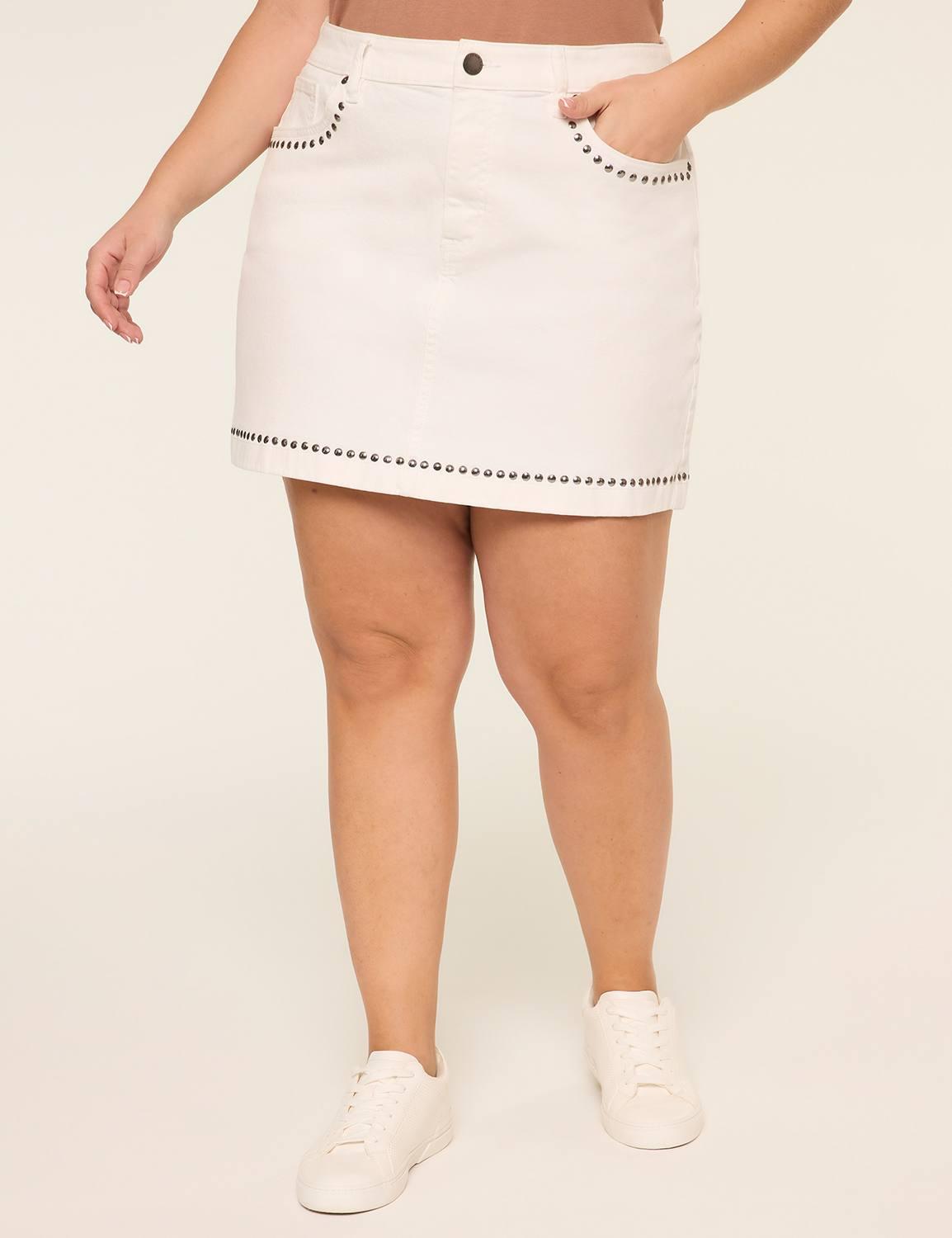 studded denim mini skirt