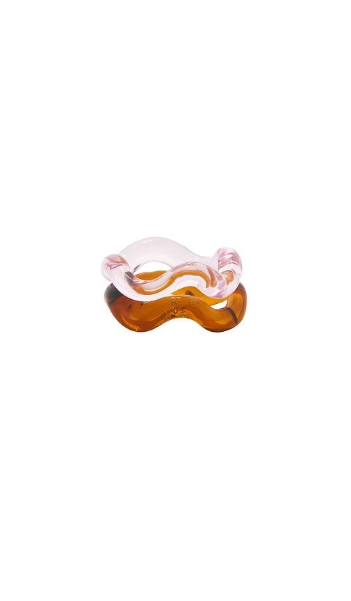 studio conchita onda glass set of 2 rings in mauve. - size 5 (also in 6, 7, 8)