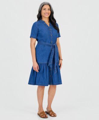 style co womens denim midi tiered dress macys exclusive