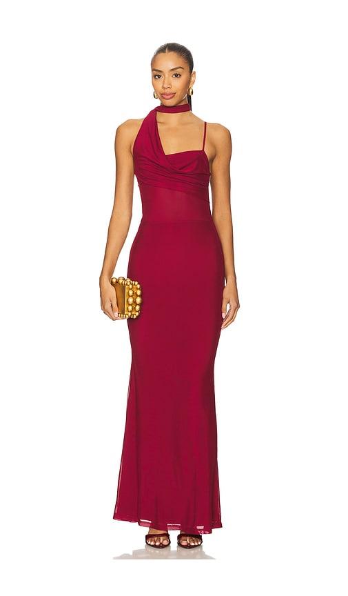 superdown addie maxi dress in burgundy. - size l (also in m)