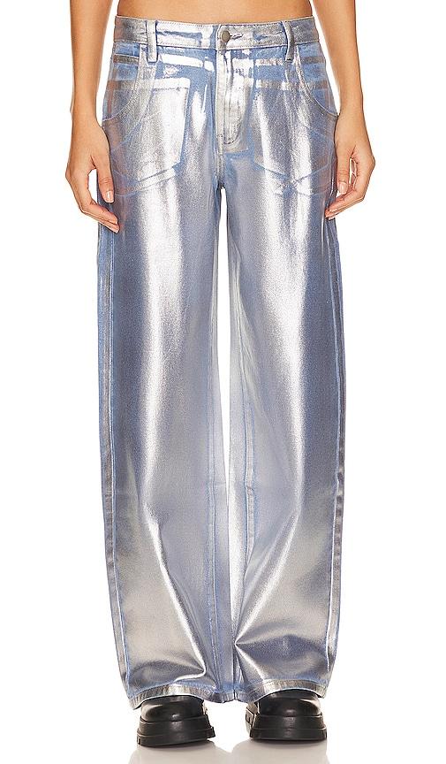 superdown aisha jeans in metallic silver. - size l (also in xxs)