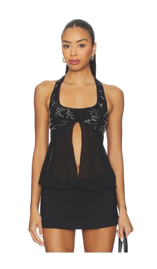 superdown akilah halter top in black. - size l (also in xxs)