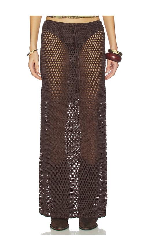 superdown amelia maxi skirt in brown. - size l (also in xs, s, m)