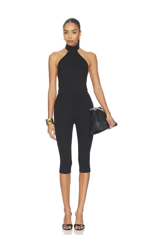 superdown avi open back capri jumpsuit in black. - size l (also in xxs, xs, s, m, xl)