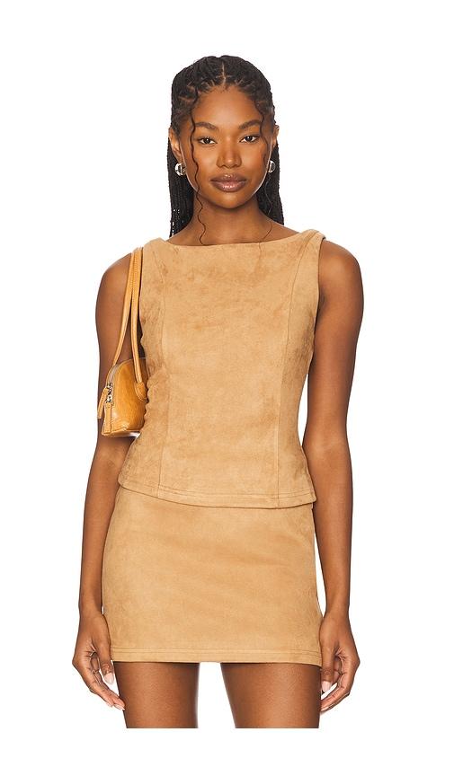 superdown aviva faux suede top in tan. - size s (also in xs)