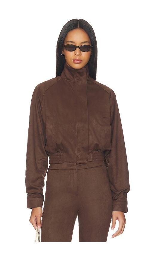 superdown ayla faux suede jacket in chocolate. - size l (also in xxs, xs, s, m)