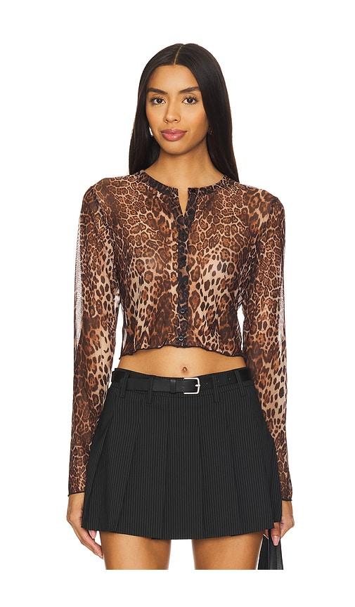 superdown becky sheer top in tan. - size l (also in xxs, xs, s, m, xl)