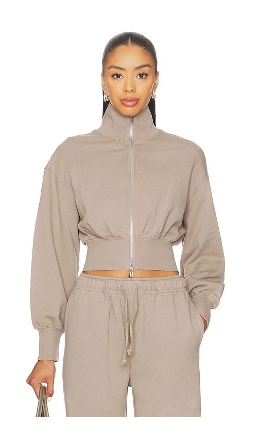 superdown branka zip up jacket in taupe. - size l (also in xs, xxs, s, m, xl)