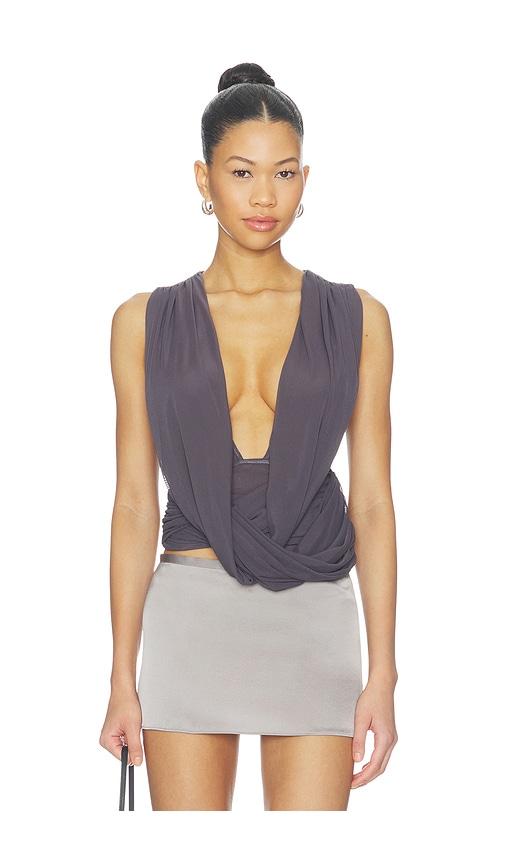 superdown brooks drape top in charcoal. - size l (also in m, s, xs)