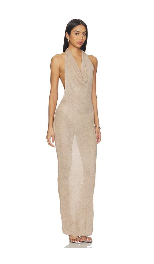 superdown brylee knit drape maxi dress in nude. - size l (also in m)