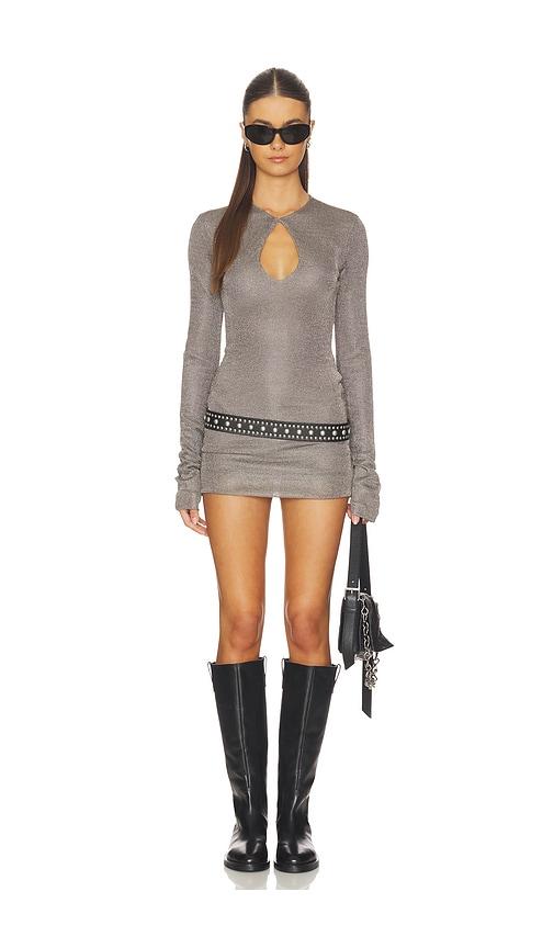 superdown calantha long sleeve mini dress in metallic silver. - size s (also in xxs)