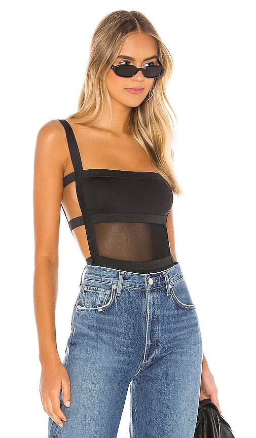 superdown camille strappy back bodysuit in black. - size s (also in xl)