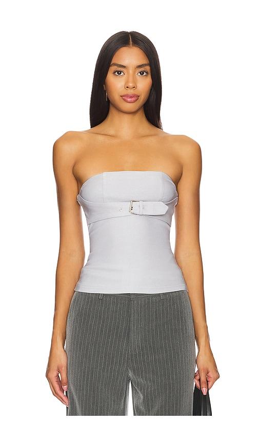 superdown capri strapless top in light grey. - size l (also in m, xl)