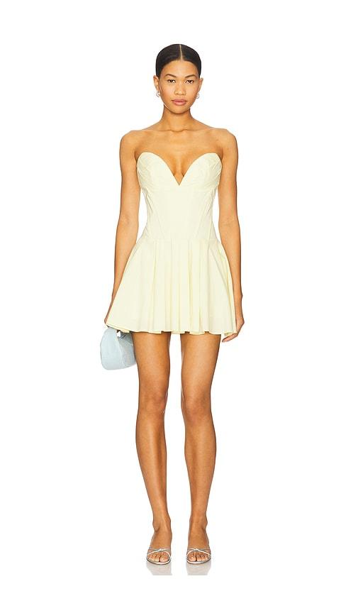 superdown carmela strapless dress in lemon. - size l (also in xxs, xs, s, m, xl)