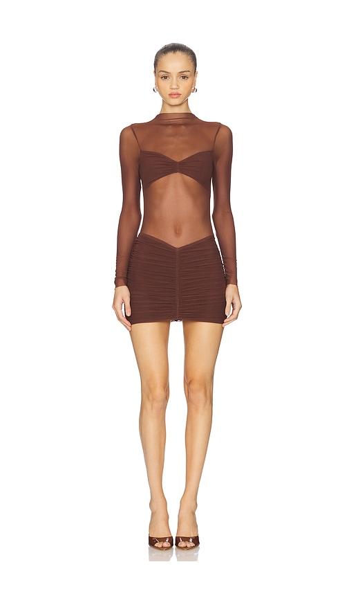 superdown carolina mini dress in chocolate. - size l (also in m, s, xl)