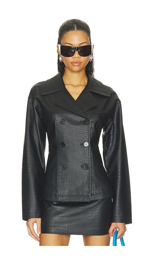 superdown caroline faux leather jacket in black. - size l (also in m, s, xl, xs, xxs)