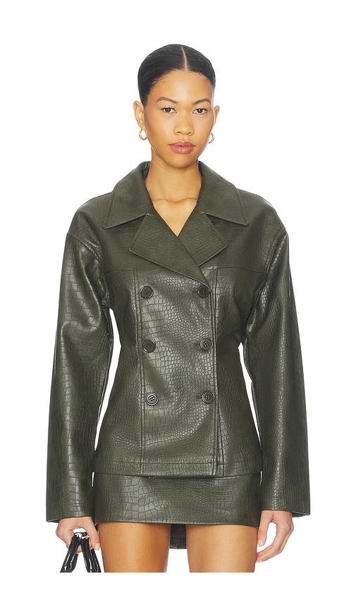 superdown caroline faux leather jacket in olive. - size l (also in s, xs, m)