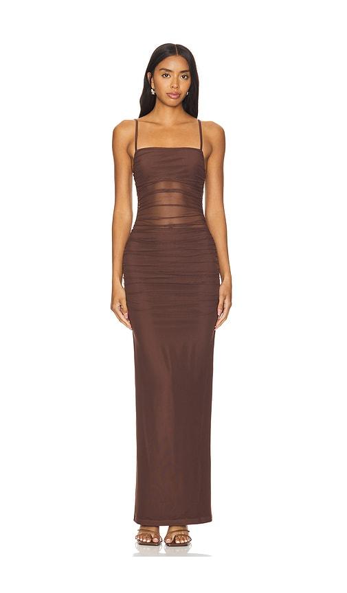 superdown celeste maxi dress in chocolate. - size l (also in m, s, xl, xs, xxs)