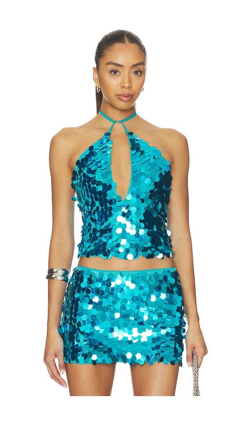 superdown celia halter top in teal. - size l (also in xxs, xs, s, m, xl)