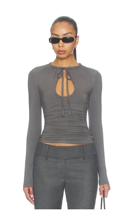 superdown cendra open front top in charcoal. - size l (also in xxs, xs, s, m)