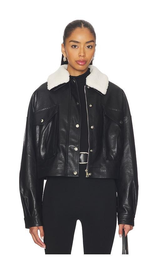superdown colette faux leather jacket in black. - size l (also in s, xxs, xs, m)
